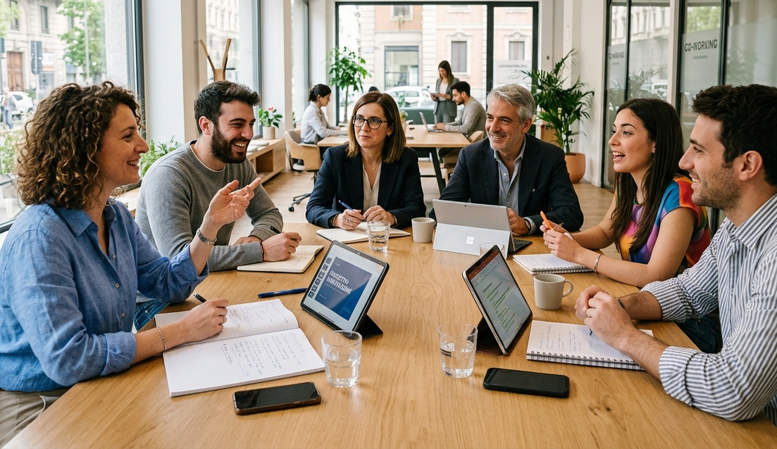 Gruppo di professionisti che discutono di pianificazione finanziaria